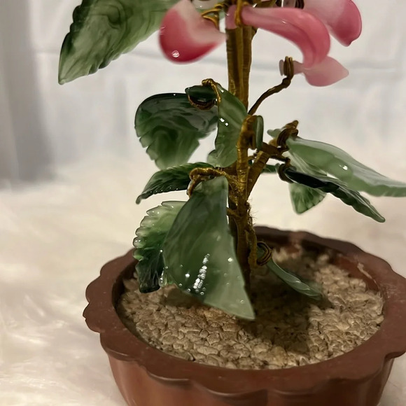 Vintage Jade Glass Flowering Tree - Picture 3 of 5